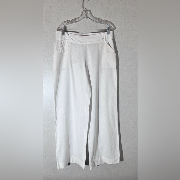 White Palazzo Pants Linen/ Cotton Blend Sz L Lily Pulitzer - Picture 1 of 4